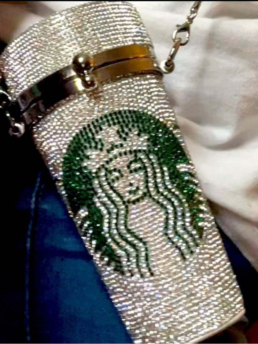 Starbucks Silver & Green Rhinestone Crossbody Purse